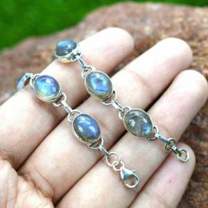 Labradorite 925 Sterling Silver Jewelry Adjustable <b>Bracelet</b> Natural Gemstone Handmade Silver <b>Bracelet</b> Gift - Product Image 4