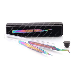 Pince à cils individuelle japonaise en acier inoxydable Pince à épiler à volume classique avec pointe pointue et logo personnalisé - Product Image 6