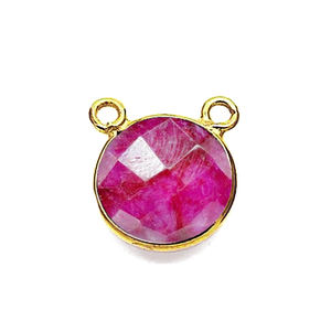 925 Sterling Silver Ruby Round Bezel Gemstone Micky Mouse <b>Bail</b> Gold Vermeil Jewelry Making Necklace Charm <b>Pendant</b> - Product Image 1
