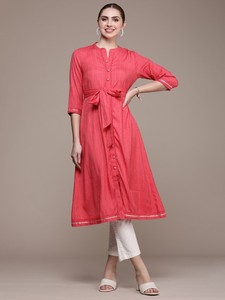 Mujeres étnico tejido rayón viscosa diseño Dobby A-Line Kurta indio pakistaní kameez - Product Image 4