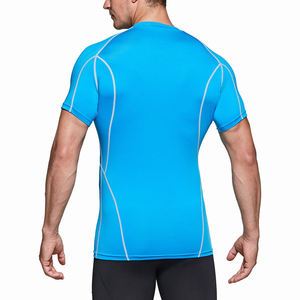 Camisetas de Compresión Deportivas Transpirables Personalizadas para Adultos, Azul, Poliéster/Spandex, Mangas Cortas Raglán, Logotipo Frontal - Product Image 2