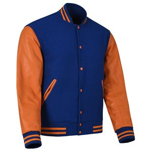 Venta al por mayor de lona Varsity Letterman Bomber Jacket Stand Contraste Hombro Color Block Front Winter Baseball Jacket - Product Image 4