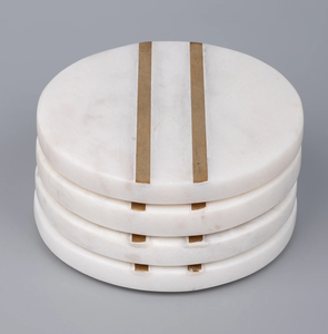 Posavasos de mármol de latón de lujo de tamaño personalizado, superventas, posavasos de alta calidad y café y té, precio superior - Product Image 1