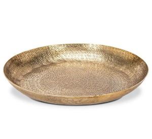 Bandeja de servicio de aluminio de latón dorado redonda hecha a mano moderna nueva llegada para frutos secos merienda postre servir para boda de Ramadán - Product Image 3