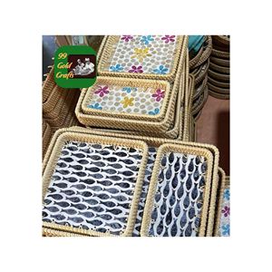 ตะกร้าหวายถาดตกแต่งทำด้วยมือทนทานสำหรับขนมผลไม้โต๊ะกาแฟชาห้องครัวและห้องรับประทานอาหาร - Product Image 5