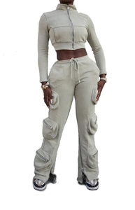 Customized Fitness Sports Color <b>Short</b> Zipper Stand Collar <b>Short</b> Top Trousers Suit Sweater Pants Pure Cotton Terry - Product Image 2