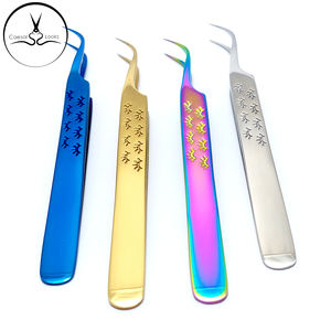 Pinzas para pestañas postizas de 45 ángulos, de acero inoxidable, dorado y azul, multicolor, con logotipo personalizado, herramienta para pestañas postizas - Product Image 5
