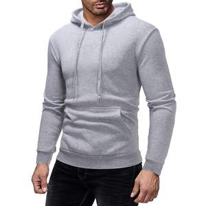 Sweats à capuche pour hommes de haute qualité pull à capuche 100% coton manches régulières pour l'hiver tissu tricoté teint uni motif solide sans doublure - Product Image 1