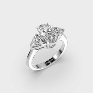 Anillo DE BODA romántico de diamantes cultivados en laboratorio de corte ovalado CTW 2,0 para mujer, anillo de compromiso de tres piedras para fiestas - Product Image 3