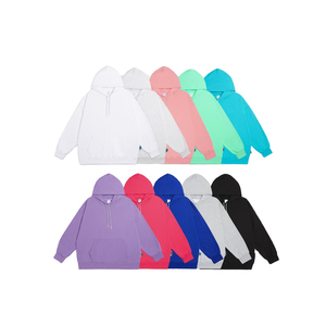 Sweat à capuche de mode streetwear personnalisé pour hommes sweat à capuche de couleur unie poids 330gsm en éponge haute saturation pour hommes et femmes - Product Image 2