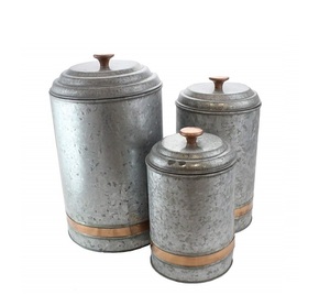 Copper 4 Piece Hammered <b>Antique</b> Stainless Steel Canister Housewares Food <b>Safe</b> Metal Kitchen Canister Storage Container - Product Image 3