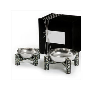 Lot de 2 bols à chocolat martelés avec support en bois pour vadrouille Meilleure vente de bols ronds décoratifs de service pour table - Product Image 5