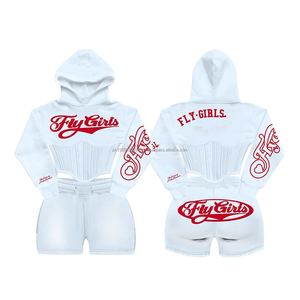 Conjunto de Dos Piezas de Verano para Hombre, Sudadera con Capucha y Pantalones Cortos, 100% Algodón, Tallas Grandes, Color Sólido, Logotipo Personalizado Serigrafiado - Product Image 3