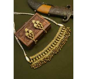 2025 Latest Design Gold Plated Apala Polish Necklace Set for Women Crown Shaped Choker with Hinduism <b>Religious</b> Influence - Product Image 1