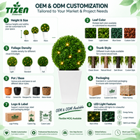 Boule de topiaire artificielle de 70 cm en pot, plante artificielle, jardinière carrée blanche en PE, résistante aux UV, pour intérieur et extérieur
