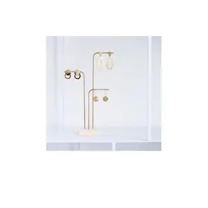 Hot sale brass & marble earring holder stand Professional Supplier Design Personalized Brass Jewelry Holder Custom