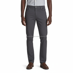 Pantalon Chino Homme Tendance en Toile Marron Légère Coupe Slim Taille Mi-Haute – Design Minimaliste Idéal pour l'Été - Product Image 1