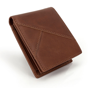 <b>Men's</b> Genuine Leather Slim <b>Wallet</b> With Striped Lining Fold Closure Card Holder Short Length Minimalist Design - Product Image 5