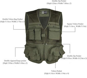 Gilet d'extérieur unisexe camouflage multi-poches en maille respirante et imperméable pour la chasse et la pêche, imprimé - Product Image 4