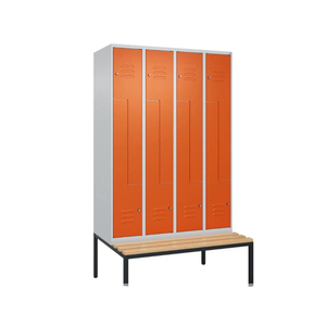 Casier modulaire en forme de L avec banc intégré, casier de vestiaire de gym, armoire de <span class=keywords><strong>rangement</strong></span> en forme de Z, casier en acier pour personnel d'hôtel avec chaise-banc - Product Image 2