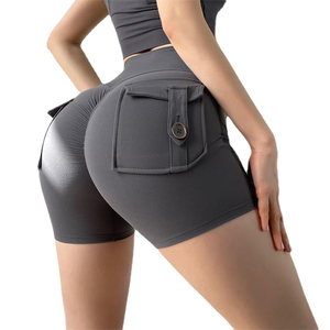 Wholesale Custom High Waisted Women's Workout Yoga Shorts <b>Tummy</b> <b>Control</b> with Breathable Feature Casual Biker Shorts with Pockets - Product Image 6