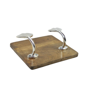 Plateau de service en bois avec logo personnalisé plateaux en bois prix de gros plateau de service à café en bois avec poignées en métal pour la décoration intérieure - Product Image 1