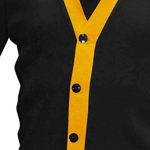 <b>Black</b> Old Gold Varsity <b>Cardigan</b> Knitted High Quality V Neck Front <b>Pocket</b> Breathable Heavyweight <b>Long</b> Sleeves - Product Image 4