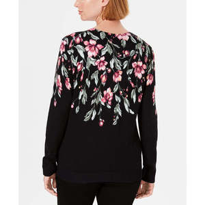 Cardigan Casual da Donna Karen Scott con Stampa Floreale Jacquard, Nero, Taglia Piccola per la Stagione Autunnale - Product Image 2