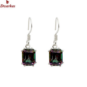 Boucles d'oreilles géométriques tendance pour femmes, élégantes, en argent sterling rhodié 925, pierre de topaze mystique, cadeau pour anniversaire ou fête - Product Image 2