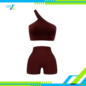 ชุดออกกำลังกาย2ชิ้นแบบไร้ตะเข็บสำหรับผู้หญิงบราขี่จักรยานกางเกงขาสั้นเอวสูงระบายอากาศได้สำหรับยิมฟิตเนส - Product Image 2