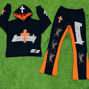 Conjuntos Deportivos de Invierno con Capucha, Lavado Ácido, Estilo Jogger, Personalizados con Estampado Puff, Cintura Gruesa, Pantalones Ajustados, Chándales Desgastados - Product Image 4