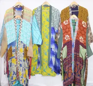 Abito Kimono donna Saree in seta Vintage abito Kimono accappatoio Maxi abito