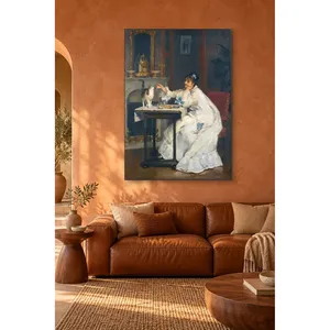 Fida Victor Gilbert Tea Time with the Cat <b>Canvas</b> Print - Product Image 5