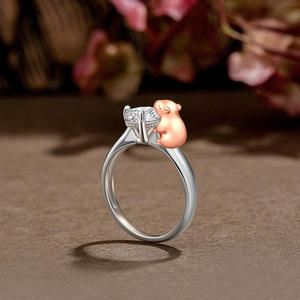 Jeulia Hug Me Capybara <b>Ring</b>-round Cut Sterling Silver 18K Plated <b>Adjustable</b> <b>Ring</b> - Product Image 6
