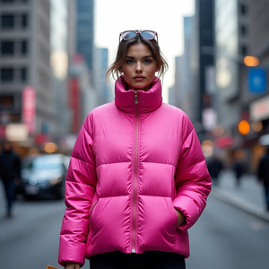 Puffer, a prueba de viento, Abrigo acolchado recortado, chaqueta para mujer, ropa de calle a prueba de viento, chaqueta acolchada corta con cuello levantado de Color vendido para mujer - Product Image 6