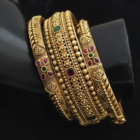 STUNNING SPARKLES - Juego de Seis Brazaletes de Diseño en Plata, Latón y Oro con Acabado Mate, Estilo Tradicional y Moderno, con Moissanita, para Bodas