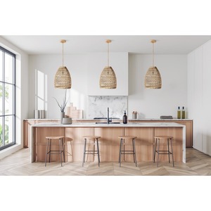 Lámpara colgante de mimbre cónico Natural tejida a mano de Vietnam, lámpara colgante de bambú de mimbre chino costero minimalista - Product Image 5