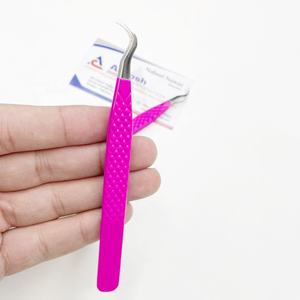 Pinzas de extensión de pestañas de Color púrpura con agarre de diamante de acero inoxidable sostenible de alta calidad al por mayor logotipo personalizado - Product Image 4
