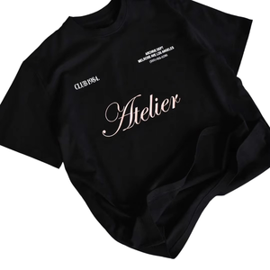 เสื้อยืดผ้าฝ้ายสีดำโอเวอร์ไซส์สำหรับผู้ชายเสื้อพิมพ์โลโก้คลับชุดแนวสตรีทย้อนยุคทรงหลวมแบบลำลองธรรมดาสำหรับขายส่ง - Product Image 3