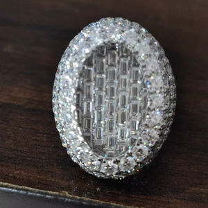 8.00Ct Ice Out Baguette Cut Moissanite Pave Setting Claw Setting White Gold Hip Hop Style Hombres 925 Sterling Silver - Product Image 1