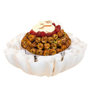 Bol de service à chocolat en métal blanc de qualité créative Design attrayant Bol de vaisselle d'hôtel écologique pour les fêtes de mariage - Product Image 1