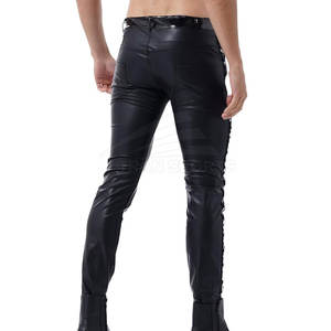 Meilleures ventes Pantalon en cuir de qualité supérieure pour hommes, tenue décontractée, en toile légère, taille moyenne, motif droit, coupe-vent et respirant - Product Image 5