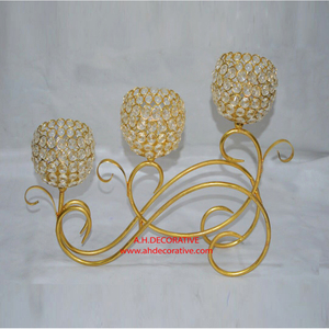 เชิงเทียนคริสตัลสีทองหรูหราพร้อมฐานตั้งโลหะ - Product Image 5