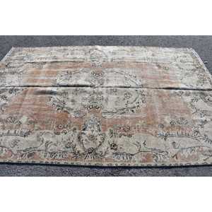 Vintage Turkish Rug, Large 5.5x8.8 ft (169x267 cm) Rug, <b>Brown</b> Persian <b>Wool</b> Rug - Product Image 3