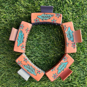 กิ๊บหนีบผมทำด้วยมือสไตล์ตะวันตกสินค้ามาใหม่กิ๊บหนีบผมหนังแกะแท้อุปกรณ์เสริมสำหรับผมวัว - Product Image 4