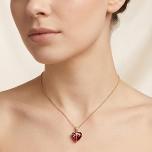 Luxury Heart Shaped Red Crystal Pendant Necklace for Women Gold Plated <b>Bow</b> Knot CZ Diamond Necklace Romantic Valentine Day Gif - Product Image 4