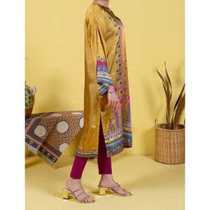 JJALIA Women's Silk <b>Printed</b> Shirt Floral Embroidered Long Length Loose Fit Available in XL <b>Large</b> for Autumn Spring Fall Seasons - Product Image 2