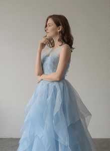 ชุดเดรสงานพรอมลายดอกไม้สีฟ้าชุดเดรสปาร์ตี้เจ้าหญิงนางฟ้าชุดงานเลี้ยงคริสต์มาสงานวันเกิดเพื่อนเจ้าสาว - Product Image 5