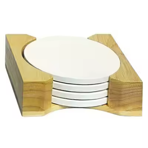Posavasos de madera natural posavasos para bebidas decorativos para cocina mesa de comedor para el hogar posavasos de nogal por artesanía de media luna - Product Image 2