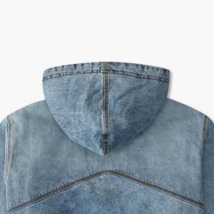 Nueva llegada Pullover Denim Jeans Sudadera con capucha para hombres Casual Jeans Sudadera con capucha con puños acanalados - Product Image 3